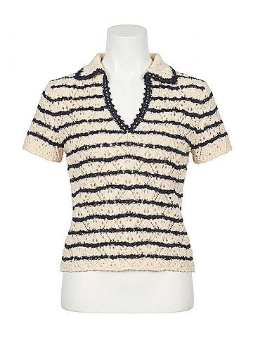Vanessa Bruno Gillis Polo in Ecru/Marine (view 1)