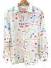 Vilagallo 100% Polyester Graphic White Pink Blue Green Yellow Black Red Orange Purple Blouse Size 8 - photo 1