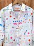 Vilagallo 100% Polyester Graphic White Pink Blue Green Yellow Black Red Orange Purple Blouse Size 8 - photo 13