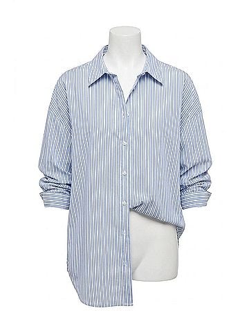 Joseph Ribkoff Tencel Stripe Print Boxy Blouse in Blue/Vanilla (view 1)