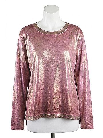 Tempo Paris Painted Long Sleeve Tee in Bordeaux Gold (view 1)