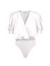 Adelyn Rae Solid White Mae Wrap-Effect Sateen Bodysuit in White Size S - photo 1