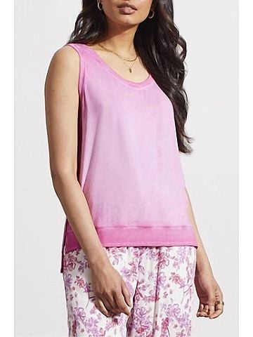 Tribal High-Low Tank Top in Pink (view 2)