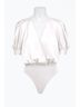 Adelyn Rae Solid White Mae Wrap-Effect Sateen Bodysuit in White Size S - photo 5