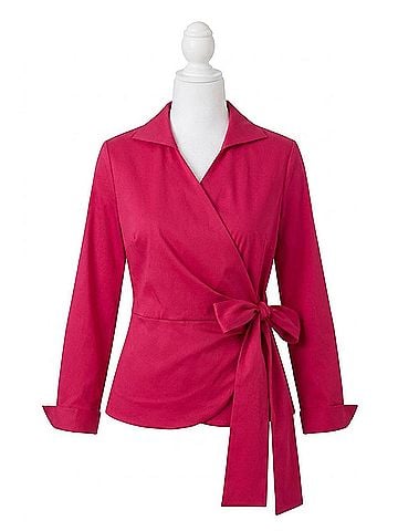 Foxcroft Salina No Iron Stretch Matte Sateen Shirt in Pink (view 1)