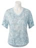 FDJ Blue Palm Scribble Flutter Sleeve Top in Blue Size M - photo 1