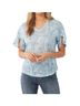 FDJ Blue Palm Scribble Flutter Sleeve Top in Blue Size M - photo 2