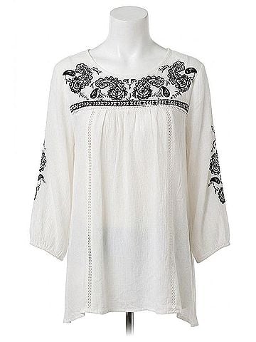 Kori America Paisley Embroidered Top in White (view 1)