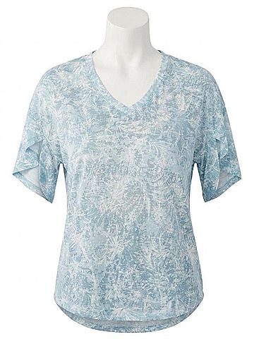 FDJ Palm Scribble Flutter Sleeve Top in Blue (view 1)