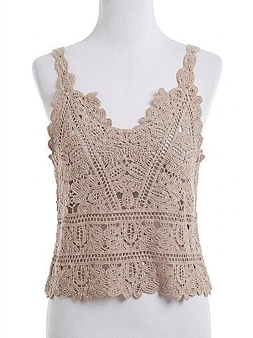 Bluivy Crochet Cami Top in Cream (view 1)