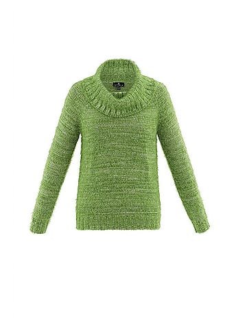Marble Women's Cowl Neck Cozy Sweater in Green (view 1)