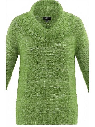 Marble Women's Cowl Neck Cozy Sweater in Green (view 2)
