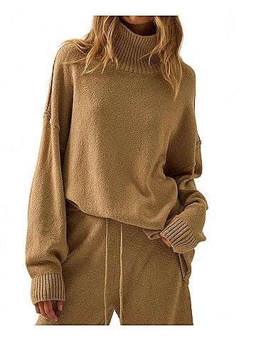 Promesa U.S.A. Textured Mock-Neck Sweater in Brown (view 2)