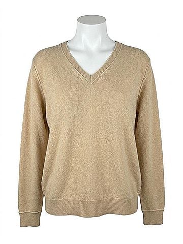 Brazeau Tricot Women's Cashmere Sweater With Crown in Caramel (view 1)