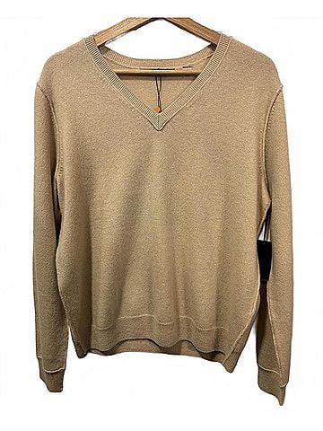 Brazeau Tricot Women's Cashmere Sweater With Crown in Caramel (view 2)