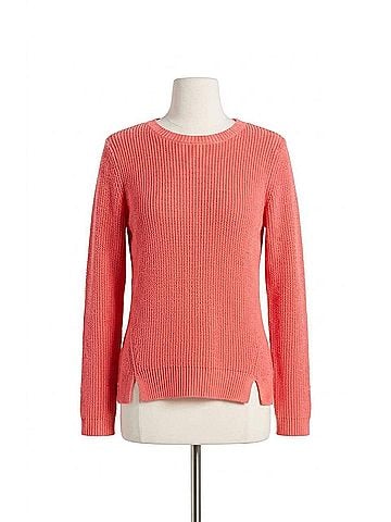 Tyler Boe Shaker Sweater in Coral (view 1)