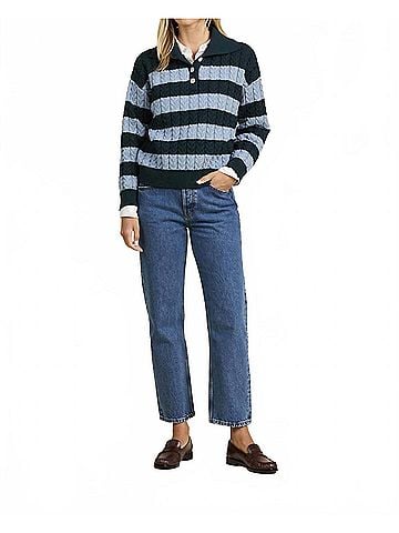 Trovata Shelby Sweater Top in Green Stripe (view 2)