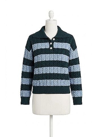 Trovata Shelby Sweater Top in Green Stripe (view 1)