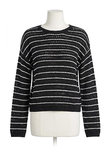 Bella Dahl Crew Neck Sweater in Black/Ivory Stripe (view 1)