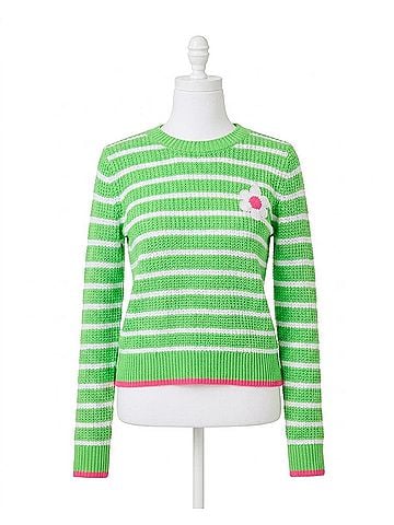 Lilly Pulitzer Jovienne Sweater in Jackfruit Green Shine Bright Stripe (view 1)