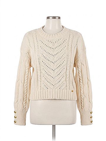 L'Agence Storm Cable Knit Sweater in Ivory/Gold (view 1)