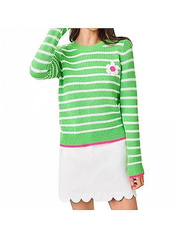 Lilly Pulitzer Jovienne Sweater in Jackfruit Green Shine Bright Stripe (view 2)
