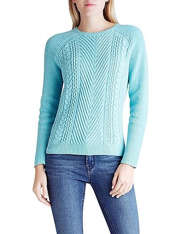 Kensie Yarn Long Sleeve Sweater in Aqua (view 2)