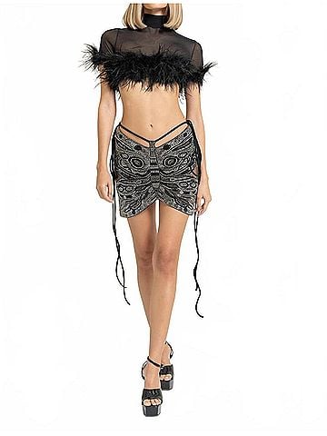Kikiriki Embellished Butterfly Skirt in Grey (view 2)