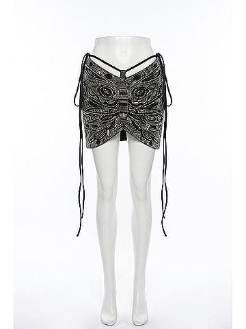Kikiriki Embellished Butterfly Skirt in Grey (view 1)