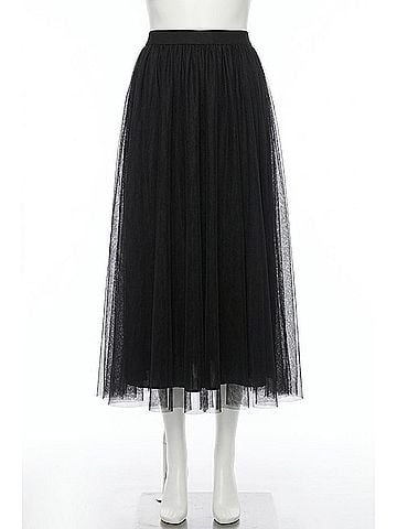 Elan Joy Tulle Midi Skirt in Black (view 1)