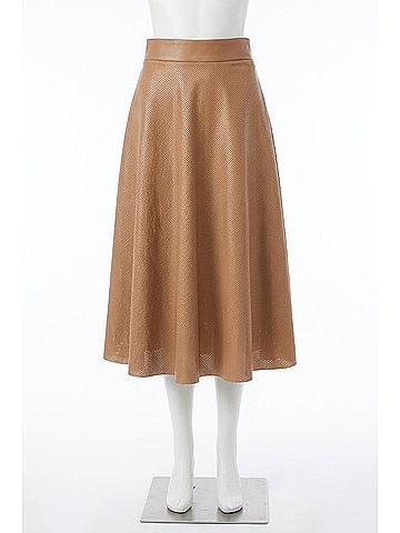 Dolce Cabo Faux Leather Perforated Skirt in Camel (view 1)