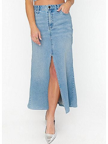 Show Me Your Mumu Mcentire Maxi Skirt in Stone Blue (view 2)
