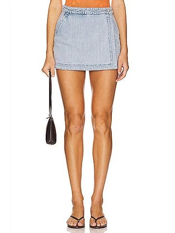 Show Me Your Mumu Wyatt Wrap Mini Skort in Twister Blue (view 2)