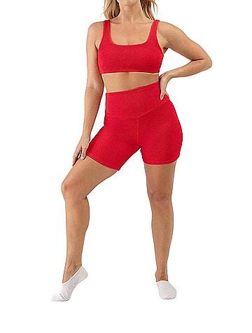 Bloch Women's High Waisted 5" Biker Shorts in Crimson (view 2)