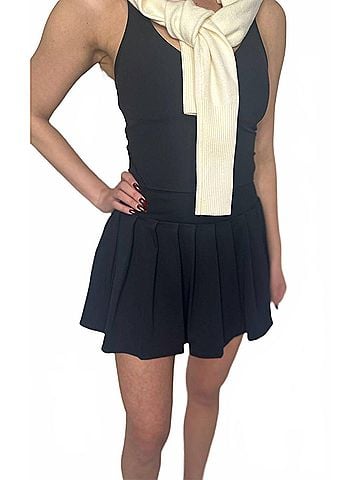 Kimberly C. Grace Pleated Skort in Black (view 2)