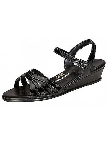 SAS Women's Strippy Quarter Strap Wedge Sandal in Black (view 2)