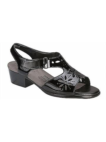 SAS Women's Sunburst Heel Strap Sandal in Black Patent Leather (view 1)