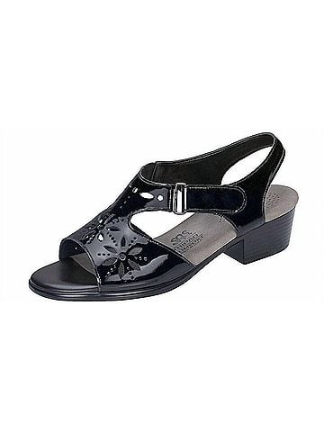 SAS Women's Sunburst Heel Strap Sandal in Black Patent Leather (view 2)