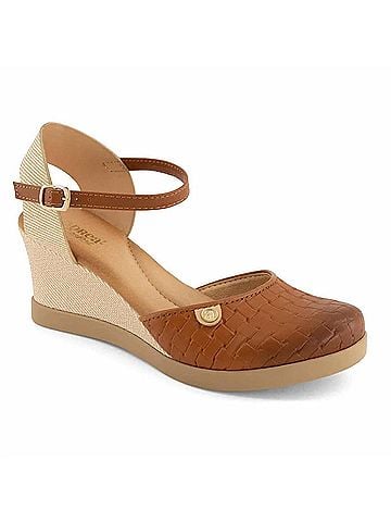 Andrea Women's Ankle-Strap Wedge in Brown (view 1)