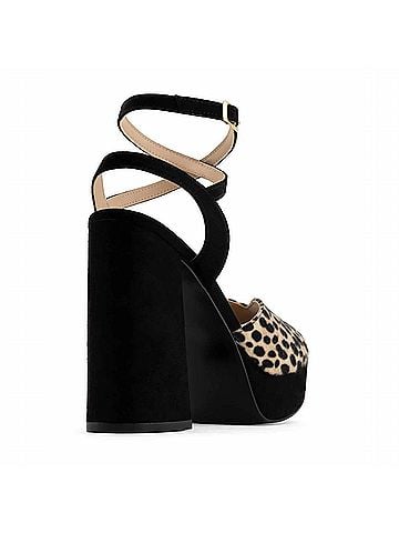 Andrea Women's Ankle-Strap Heeled Sandals in Black Pattern (view 2)