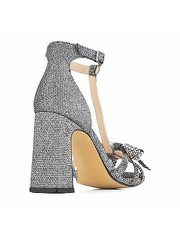 Andrea Women's T-Bar Heeled Sandals in Silver (view 2)