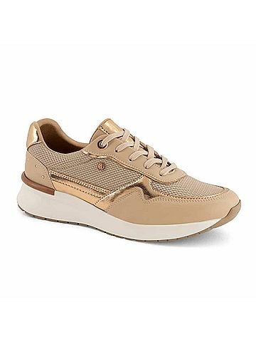 Andrea Women's Metallic Oxford Sneaker in Beige (view 1)