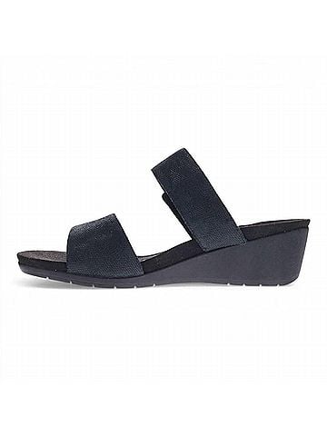 Revere Women's Sorrento Wedge Sandal in Black Angle (view 2)
