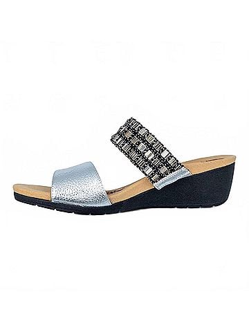 Revere Women's Sorrento Wedge Sandal in Silver Multi (view 2)
