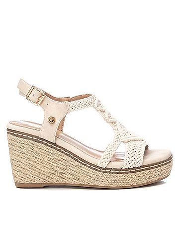 XTI Women's Jute Wedge Sandals By Xti 142834 in Ice (view 1)