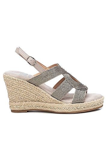 XTI Women's Jute Wedge Sandals in Silver (view 1)