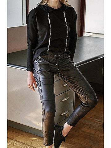 Raffaello Rossi Women's Candy Vegan Leather Pants in Dark Olive (view 2)