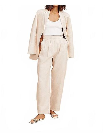 Posse Lucille High Waist Pant in Beige Pinstripe (view 2)