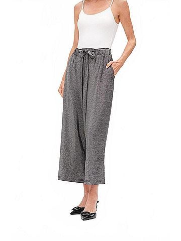 Six/Fifty Christian Lurex Tie Front Wide Leg Knit Pant in Silver (view 2)