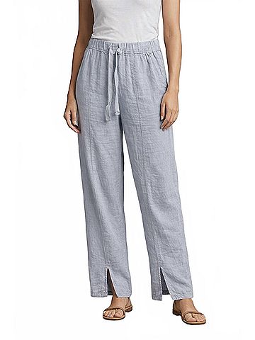 Tempo Paris Linen Wide Leg Pants in Sky (view 2)